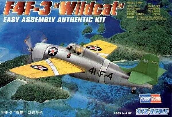 F4F-3 WILDCAT. Збірна модель літака. 1/72 HOBBY BOSS 80219 від компанії Хоббінет - збірні моделі - фото 1