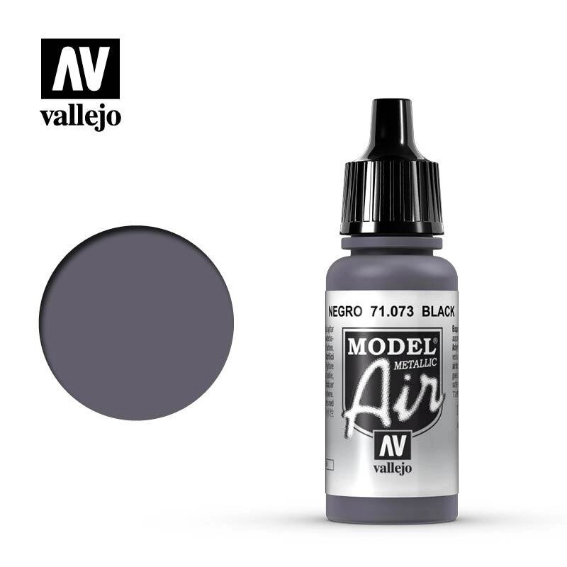 Фарба чорна металік 17 мл. VALLEJO MODEL AIR 71073 від компанії Хоббінет - збірні моделі - фото 1