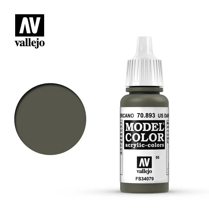 Фарба для моделювання темно-зелена США, 17 мл. VALLEJO MODEL COLOR 70893 від компанії Хоббінет - збірні моделі - фото 1