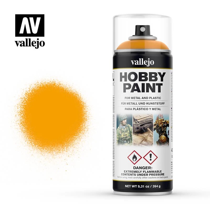Фарба-спрей сонячний жовтий 400 мл. VALLEJO 28018 від компанії Хоббінет - збірні моделі - фото 1