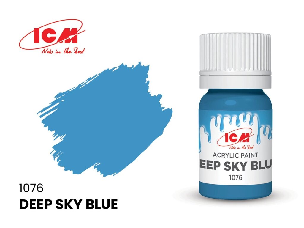 Фарба водорозчинна небесно-синя насичена, 12 мл. ICM 1076 від компанії Хоббінет - збірні моделі - фото 1