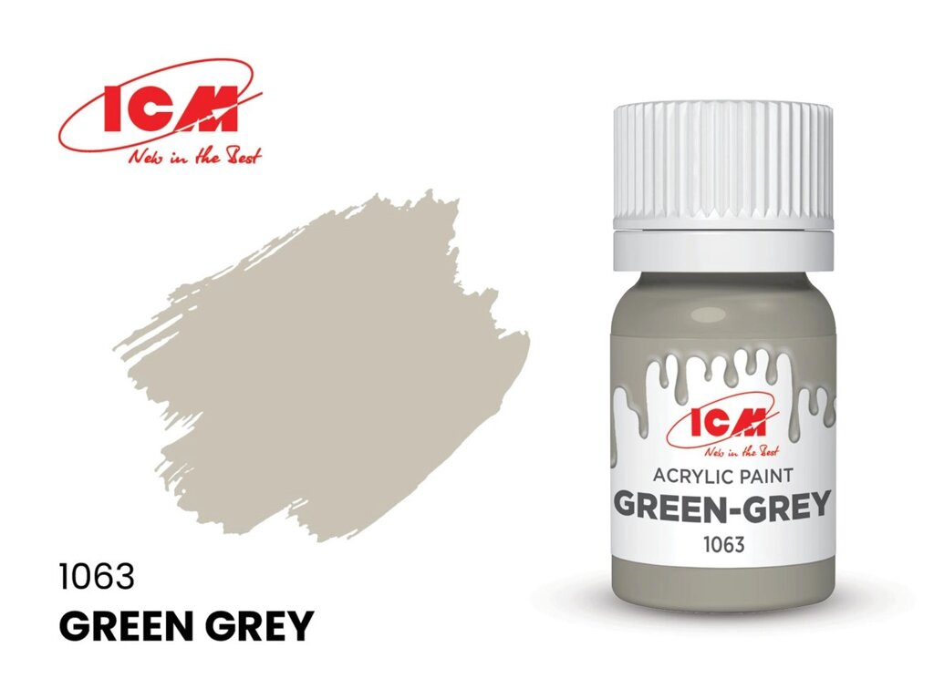Фарба водорозчинна зелено-сіра, 12 мл. ICM 1063 від компанії Хоббінет - збірні моделі - фото 1