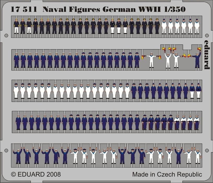 Фігури німецьких моряків у масштабі 1/350. EDUARD 17511 від компанії Хоббінет - збірні моделі - фото 1