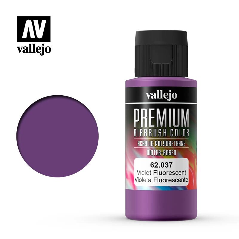 Флуоресцентний фіолетовий. Фарба акрил-поліуретанова 60 мл. VALLEJO PREMIUM COLLOR 62037 від компанії Хоббінет - збірні моделі - фото 1