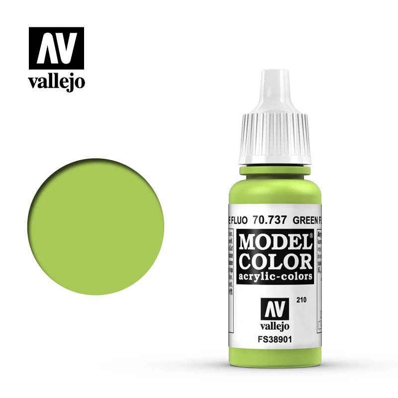 Флуоресцентний зелений, 17 мл. VALLEJO MODEL COLOR 70737 від компанії Хоббінет - збірні моделі - фото 1