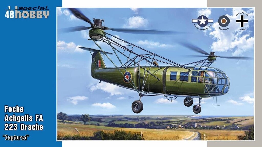 Focke Achgelis FA 223 Drache 'Captured'. Збірна модель вертольота в масштабі 1/48. SPECIAL HOBBY SH48201 від компанії Хоббінет - збірні моделі - фото 1