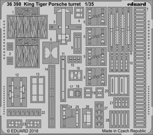 Фототравлення для збірної моделі танка King Tiger вежа Porsche (MENG). 1/35 EDUARD 36398