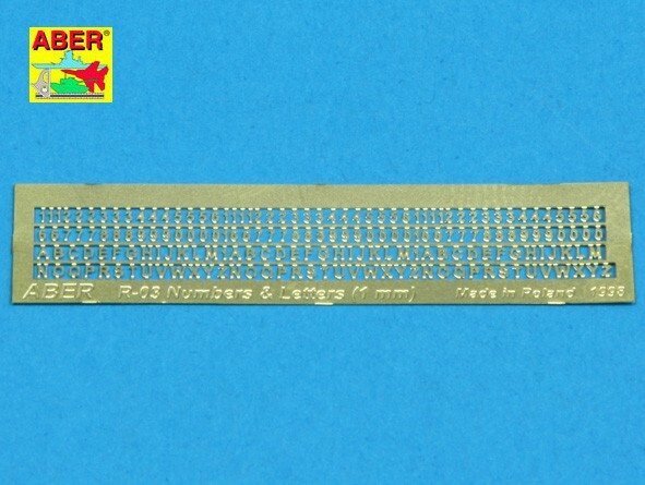 Фототравлення числа і букви висота 1 мм. ABER R03 від компанії Хоббінет - збірні моделі - фото 1