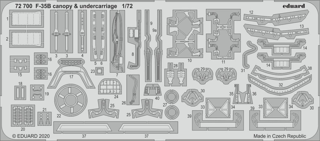 Фототравлення деталі (кабіна і шасі) для збірної моделі літака F-35 B (ITALERI) в масштабі 1/72. EDUARD 72700 від компанії Хоббінет - збірні моделі - фото 1