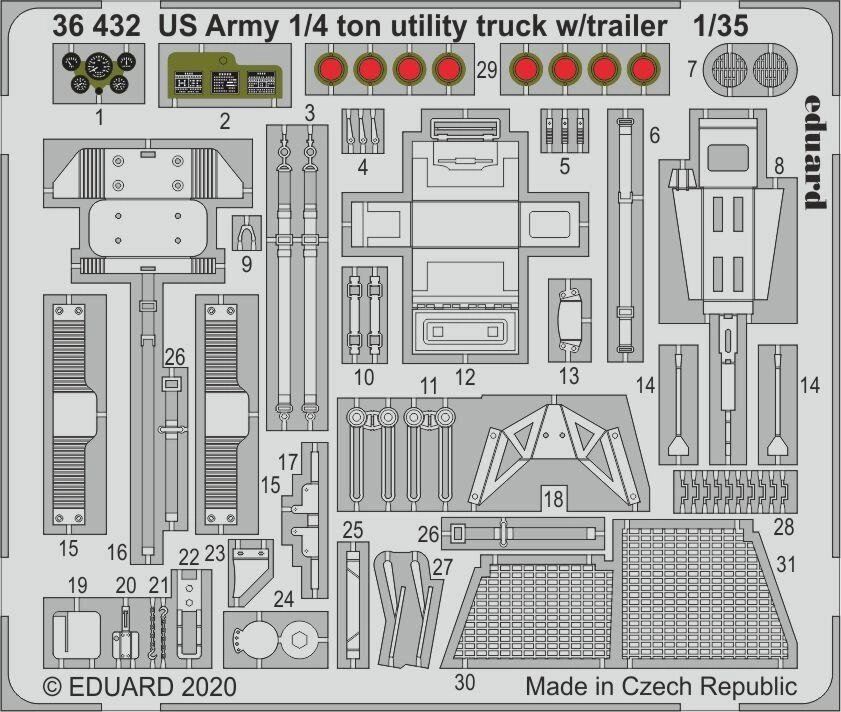 Фототравлення для моделі US Army 1/4 ton utility truck w / trailer (TAKOM). 1/35 EDUARD 36432 від компанії Хоббінет - збірні моделі - фото 1