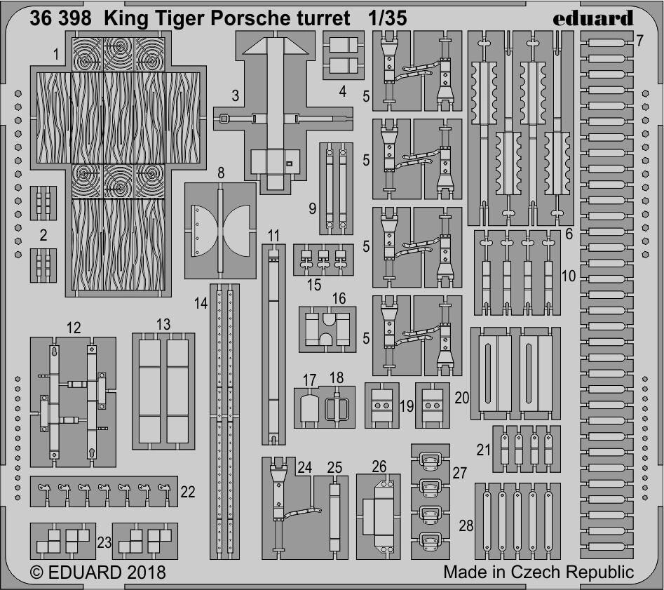 Фототравлення для збірної моделі танка King Tiger вежа Porsche (MENG). 1/35 EDUARD 36398 від компанії Хоббінет - збірні моделі - фото 1