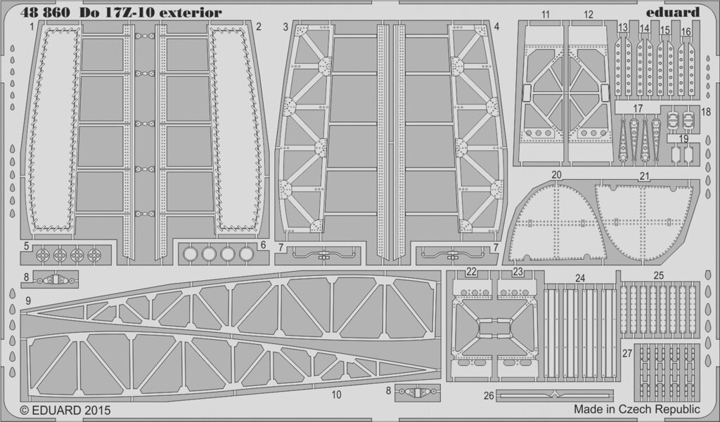 Фототравлення (екстер'єр) для збірної моделі літака Do 17Z-10 (ICM). 1/48 EDUARD 48860 від компанії Хоббінет - збірні моделі - фото 1