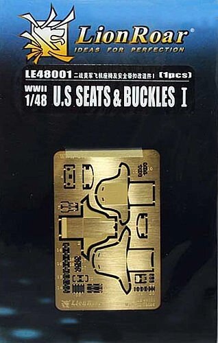 Фототравлення. Сидіння і прив'язні ремені для літаків США WWII, набір 1. 1/48 LION ROAR LE48001 від компанії Хоббінет - збірні моделі - фото 1