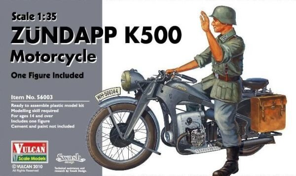 German Zundapp K500 Motorcycle WW2. 1/35 VULCAN 56003 від компанії Хоббінет - збірні моделі - фото 1