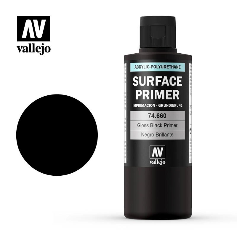 Глянцевий чорна акрил-поліуретанова грунтовка 200 ml. VALLEJO 74660 від компанії Хоббінет - збірні моделі - фото 1