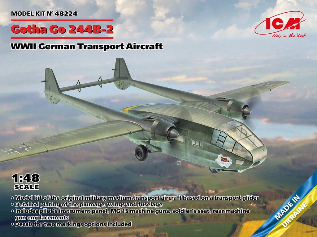 Gotha Go 244B-2. Збірна модель літака у масштабі 1/48. ICM 48224 від компанії Хоббінет - збірні моделі - фото 1
