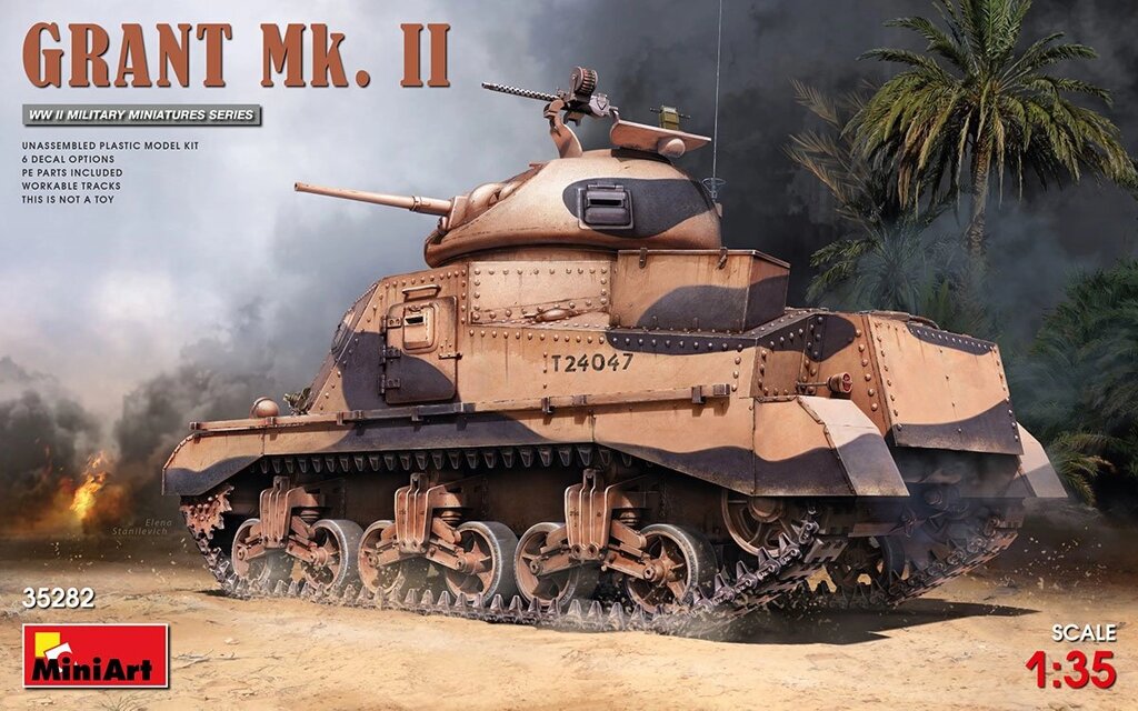 GRANT Mk. II. Збірна модель танка в масштабі 1/35. MINIART 35282 від компанії Хоббінет - збірні моделі - фото 1