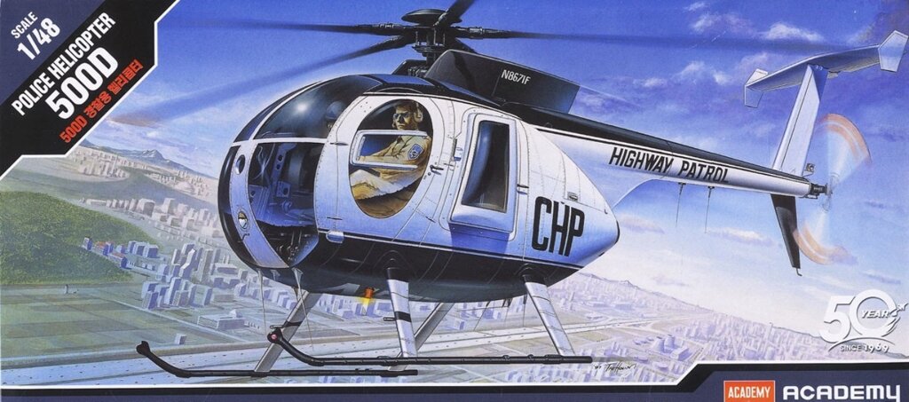Hughes 500D Police Helicopter. Збірна модель гелікоптера в масштабі 1/48. ACADEMY 12249 від компанії Хоббінет - збірні моделі - фото 1