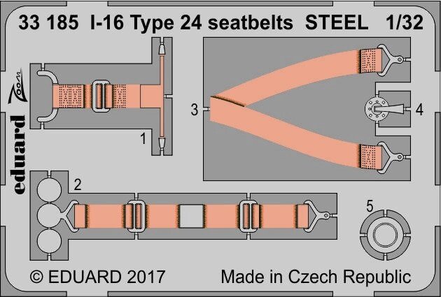 І-16 Тип 24 сталеві ремені. Набір деталювання моделі ІСМ. 1/32 EDUARD 33185 від компанії Хоббінет - збірні моделі - фото 1