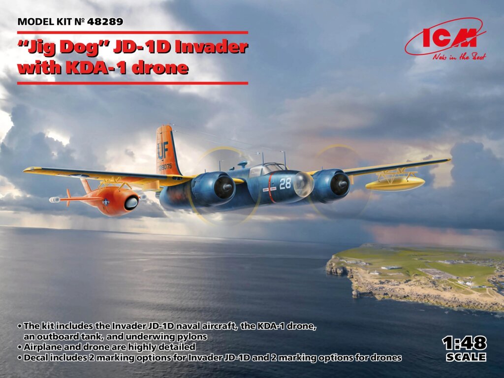 Invader JD-1D Jig Dog із безпілотником KDA-1. Збірна модель літака у масштабі 1/48. ICM 48289 від компанії Хоббінет - збірні моделі - фото 1