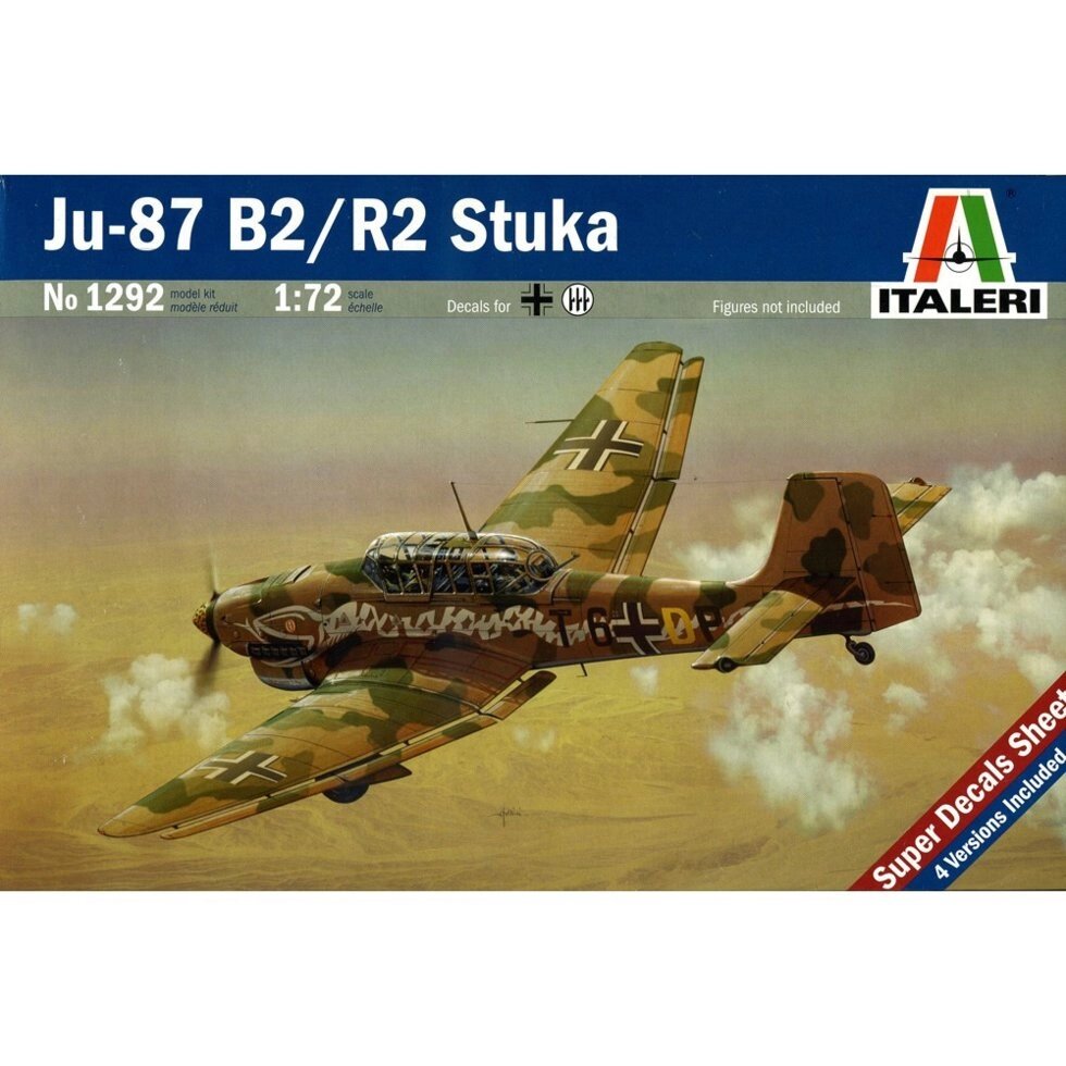 JU - 87 B2 STUKA. Збірна модель літака в масштабі 1/72. ITALERI 1292 від компанії Хоббінет - збірні моделі - фото 1