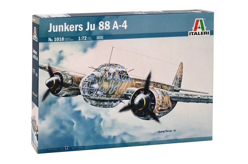 Junkers Ju-88 A4. Збірна модель німецького бомбардувальника в масштабі 1/72. ITALERI 1018 від компанії Хоббінет - збірні моделі - фото 1