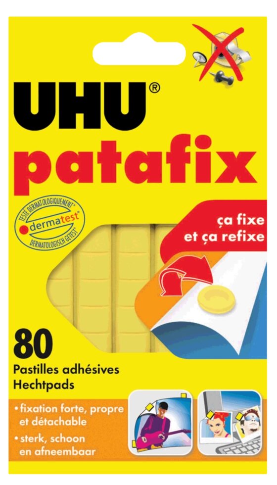 Клеящие подушечки UHU PATAFIX 80 шт. (Жовті) UHU 44390 від компанії Хоббінет - збірні моделі - фото 1