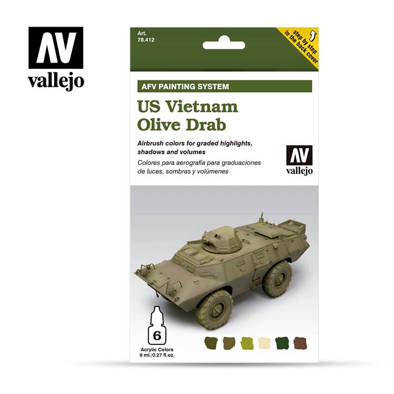 Колірна модуляція США В'єтнам Olive Drab (6 кольорів). VALLEJO 78412 від компанії Хоббінет - збірні моделі - фото 1