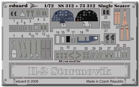 Кольорове фототравлення для моделі Іл-2 Штурмовик. 1/72 EDUARD SS312 від компанії Хоббінет - збірні моделі - фото 1