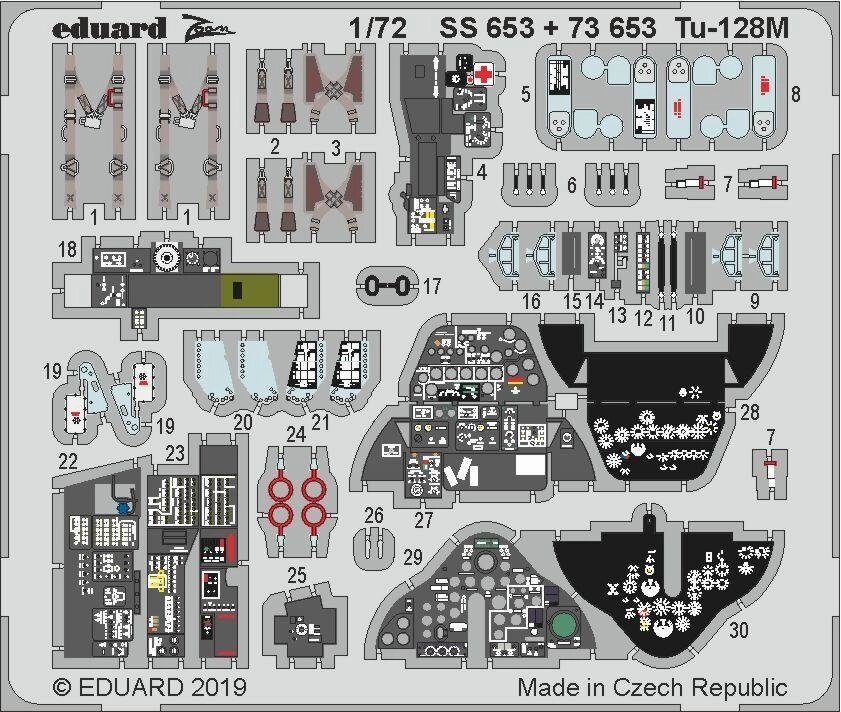 Кольорове фототравлення для моделі Ту-128М. 1/72 EDUARD 73653 від компанії Хоббінет - збірні моделі - фото 1