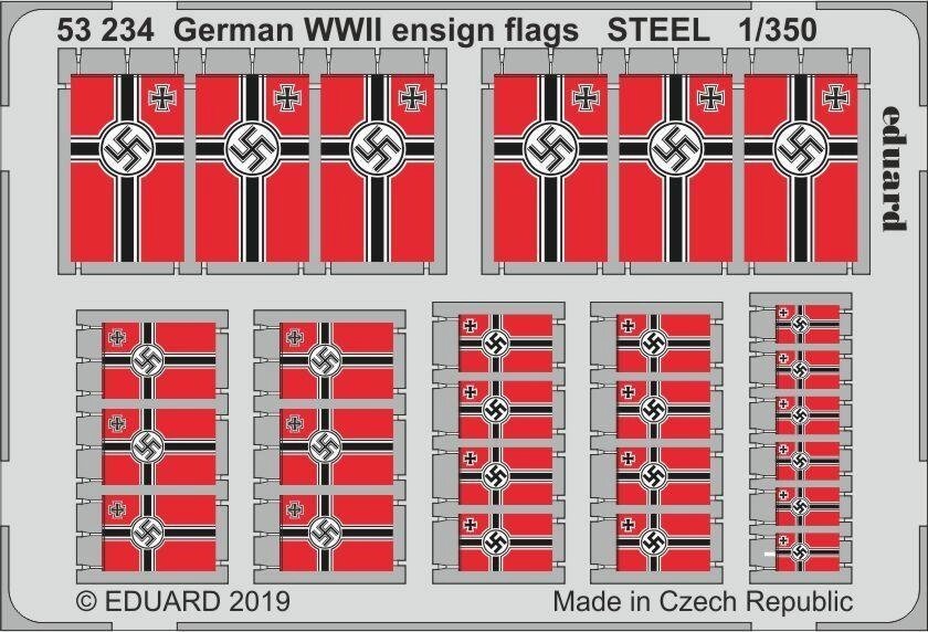 Кольорове фототравлення. Німецькі прапори Другої Світової, сталь. 1/350 EDUARD 53234 від компанії Хоббінет - збірні моделі - фото 1
