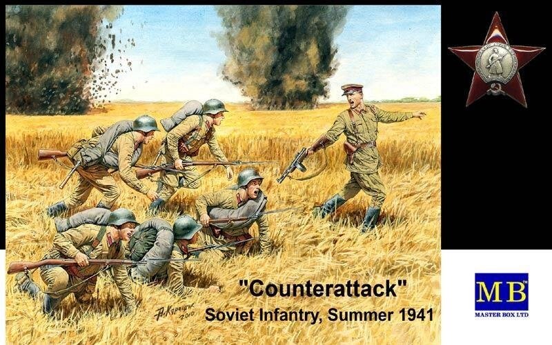 Контратака. Радянська піхота, літо 1941. 1/35 MASTER BOX 3563 від компанії Хоббінет - збірні моделі - фото 1