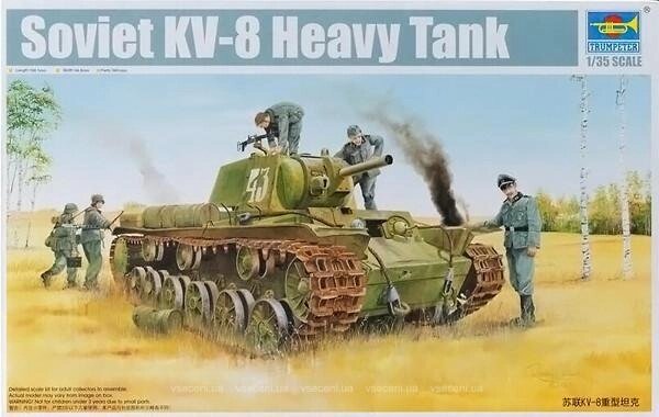 КВ-8. Збірна модель радянського важкого танка в масштабі 1/35. TRUMPETER 01565 від компанії Хоббінет - збірні моделі - фото 1