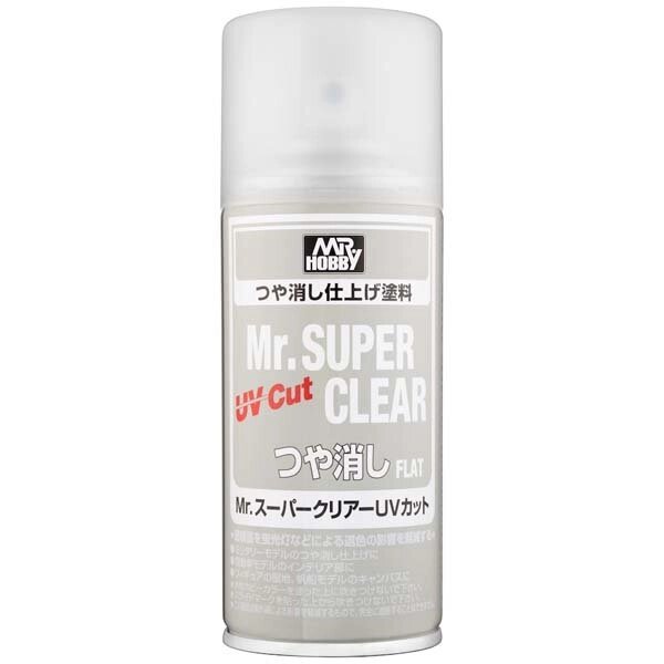 Лак для збірних пластикових моделей матовий. Mr. Super Clear UV Cut  Spray. MR. HOBBY B-523 від компанії Хоббінет - збірні моделі - фото 1