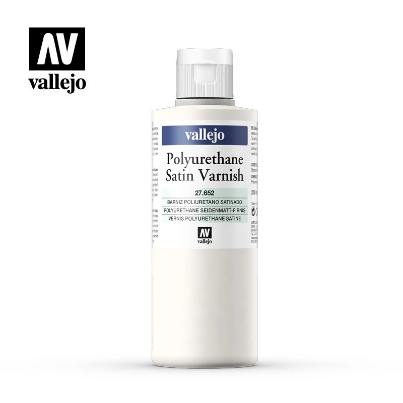 Лак сатиновий поліуретановий, 200 мл. VALLEJO 27652 від компанії Хоббінет - збірні моделі - фото 1