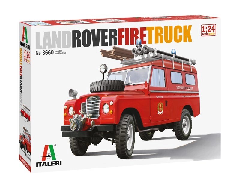 Land Rover Fire Truck. Збірна модель пожежного автомобіля в масштабі 1/24. ITALERI 3660 від компанії Хоббінет - збірні моделі - фото 1