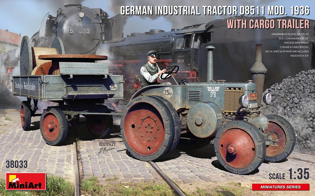 Lanz D8511 1936 г. в. с прицепом. Модель немецкого трактора в масштабе 1/35. MINIART 38033 ##от компании## Хоббинет - сборные модели - ##фото## 1