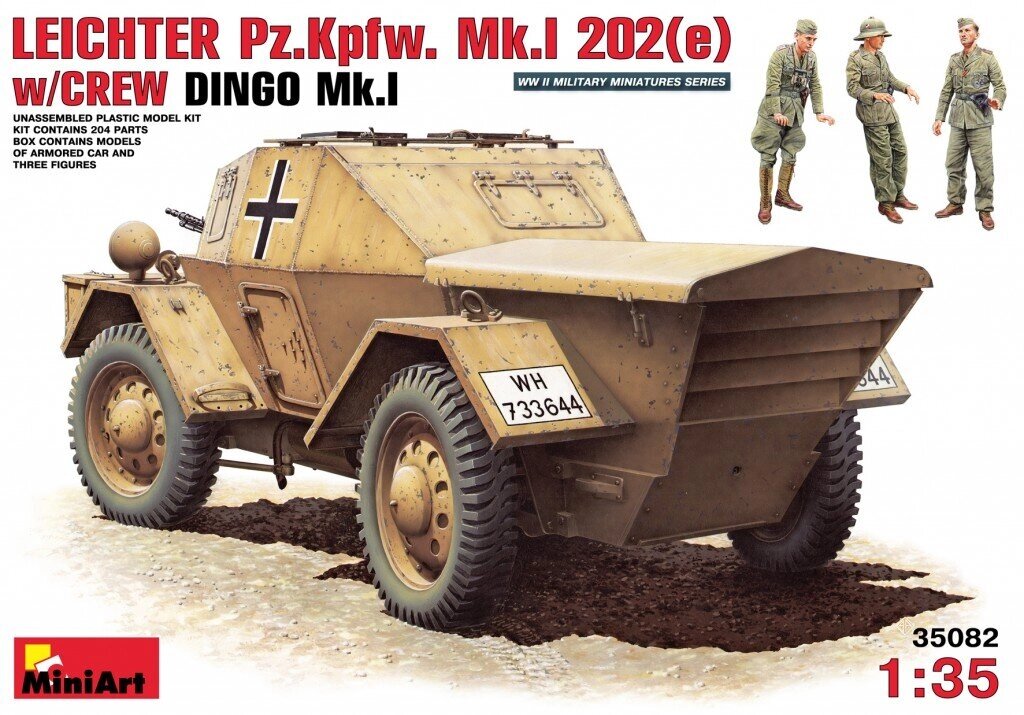 Leichter Pz. kpfw. 202 (e) бронеавтомобіль з екіпажем (Дінго Mk. I). 1/35 MINIART 35082 від компанії Хоббінет - збірні моделі - фото 1