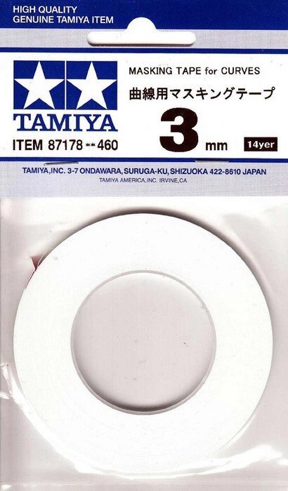 Лента для криволинейных масок, ширина 3 мм. TAMIYA 87178 від компанії Хоббінет - збірні моделі - фото 1