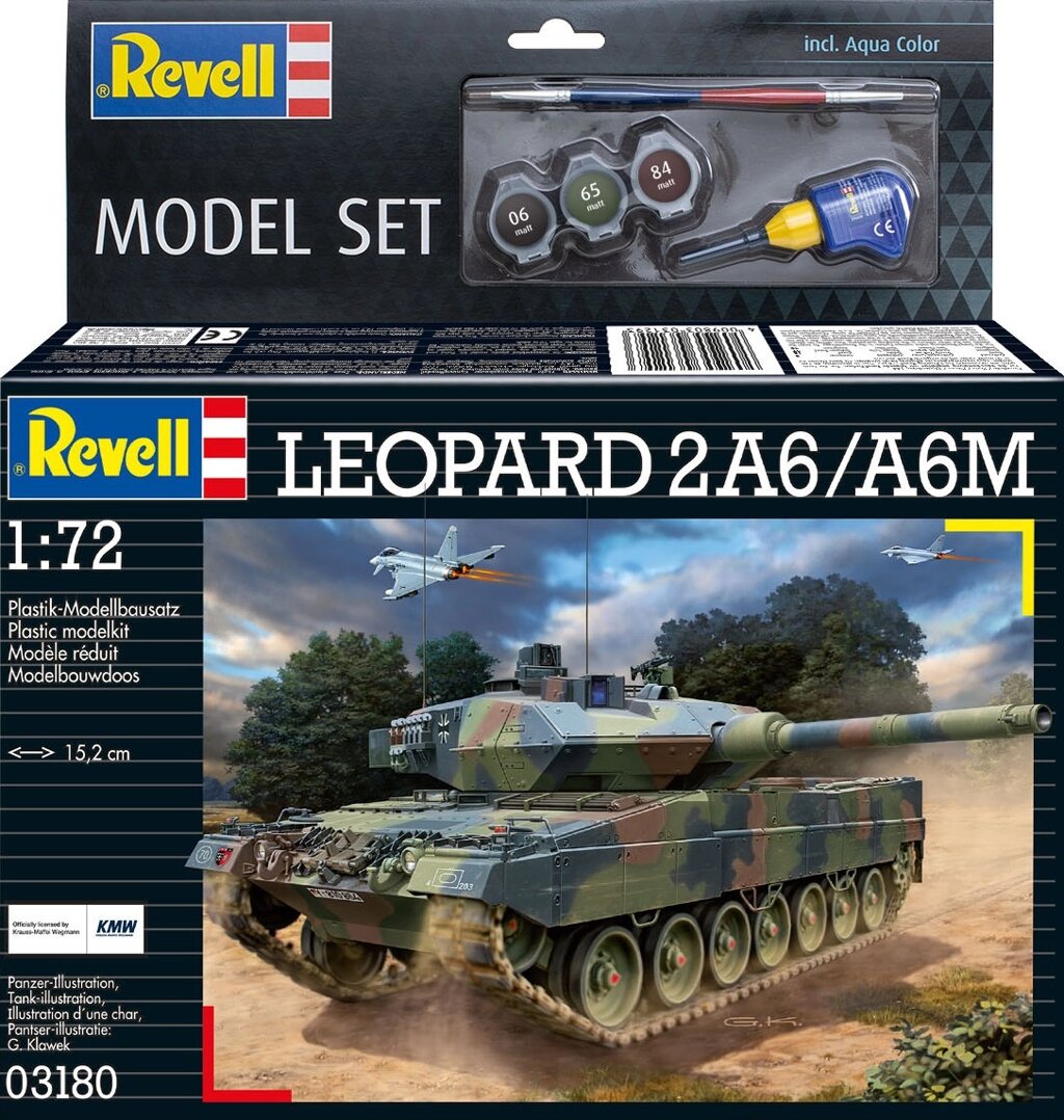 LEOPARD 2A6/A6M. Подарунковий набір із збірною моделлю німецького основного бойового танка в масштабі 1/72. REVELL 63180 від компанії Хоббінет - збірні моделі - фото 1