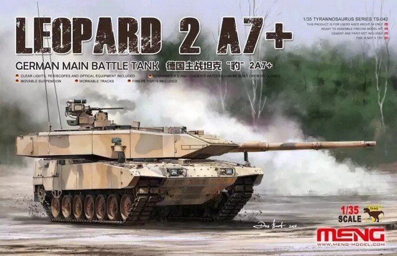 LEOPARD 2A7+. Збірна модель німецького основного бойового танка в масштабі 1/35. MENG MODEL TS-042 від компанії Хоббінет - збірні моделі - фото 1