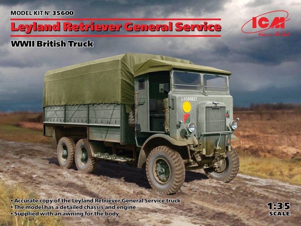 Leyland Retriever General Service. Збірна модель британського вантажівки II МВ. 1/35 ICM 35600 від компанії Хоббінет - збірні моделі - фото 1