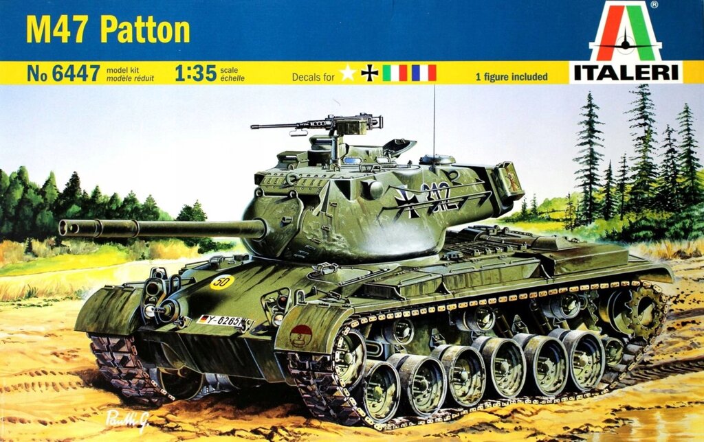 M - 47 PATTON. Збірна модель американського танка в масштабі 1/35. ITALERI 6447 від компанії Хоббінет - збірні моделі - фото 1