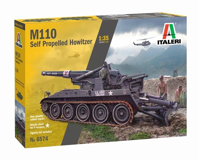 M110 Self Propelled Howitzer. Збірна модель самохідного знаряддя в масштабі 1/35. ITALERI 6574 від компанії Хоббінет - збірні моделі - фото 1