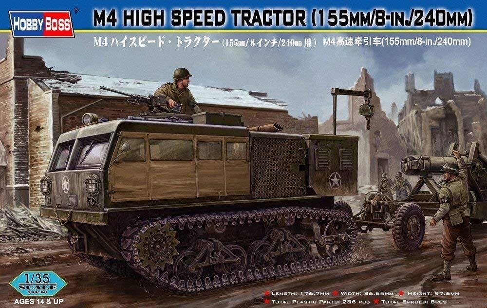 M4 High Speed ​​Tractor 155mm / 8in / 240mm. Збірна модель. 1/35 HOBBY BOSS 82408 від компанії Хоббінет - збірні моделі - фото 1