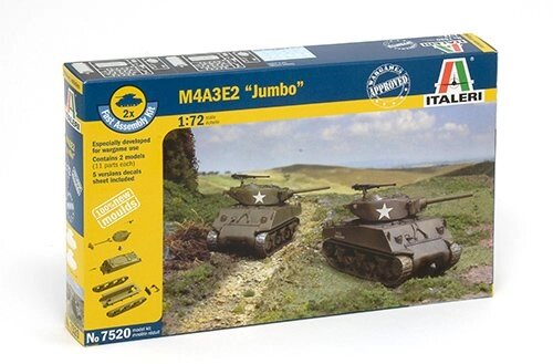 M4A3E2 JUMBO. Сборная модель танка 2 в 1. Быстрая сборка. 1/72 ITALERI 7520 від компанії Хоббінет - збірні моделі - фото 1