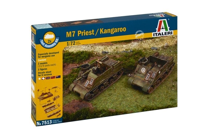 M7 PRIEST / KANGAROO. Сборная модель 2 в 1. Быстрая сборка. 1/72 ITALERI 7513 від компанії Хоббінет - збірні моделі - фото 1