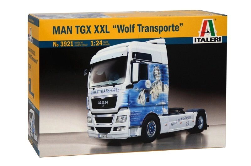 MAN TGX XXL "Wolf Transporte". Збірна модель вантажного тягача в масштабі 1/24. ITALERI 3921 від компанії Хоббінет - збірні моделі - фото 1