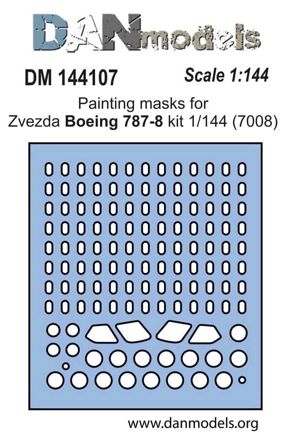 Маска для моделі літака Боїнг 787-8 (Zvezda). 1/144 DANMODELS DM 144 107 від компанії Хоббінет - збірні моделі - фото 1