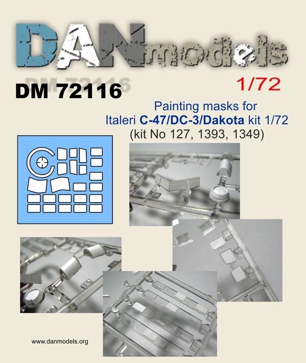 Маска для моделі літака C-47 / DC-3 / Dakota. 1/72 DANMODELS DM72116 від компанії Хоббінет - збірні моделі - фото 1